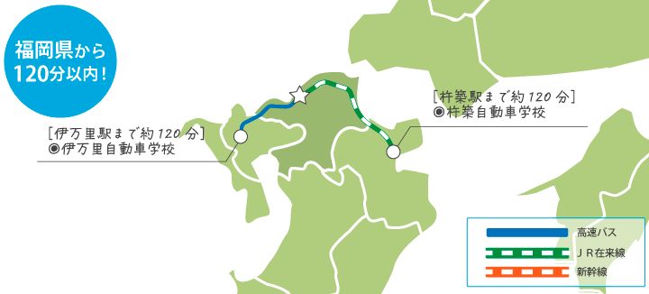 福岡県から120分以内の教習所