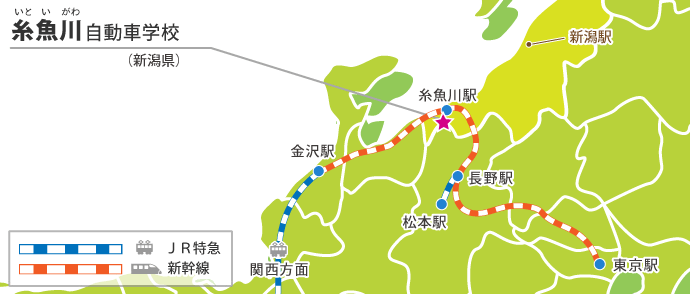 糸魚川自動車学校の交通アクセス例